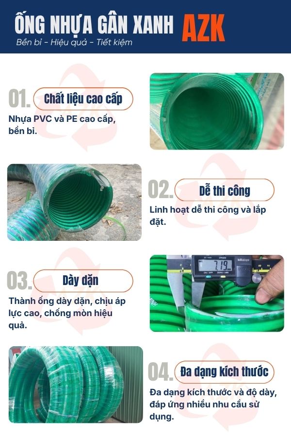 ống nhựa gân xanh azk