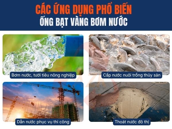 ứng dụng ống bạt bơm nước vàng