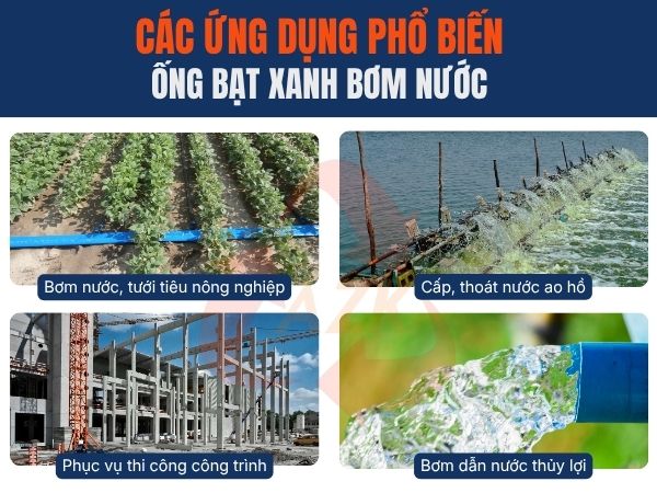 ứng dụng của ống bạt bơm nước xanh