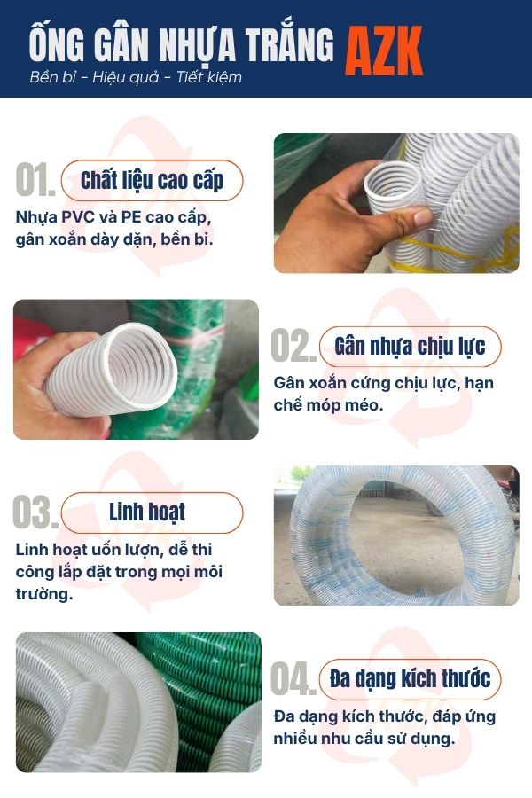 Ống gân nhựa trắng 8 ưu điểm ống gân nhựa trắng azk