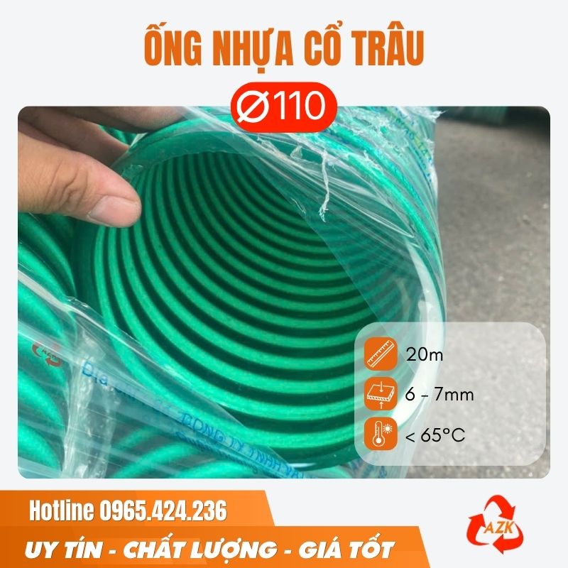 Ống gân nhựa cổ trâu phi 110