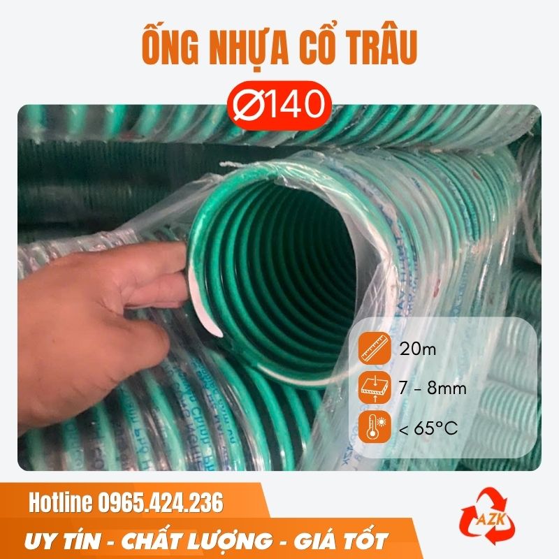 Ống gân nhựa cổ trâu phi 140