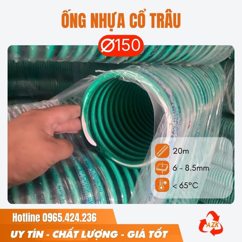 Ống gân nhựa cổ trâu phi 150