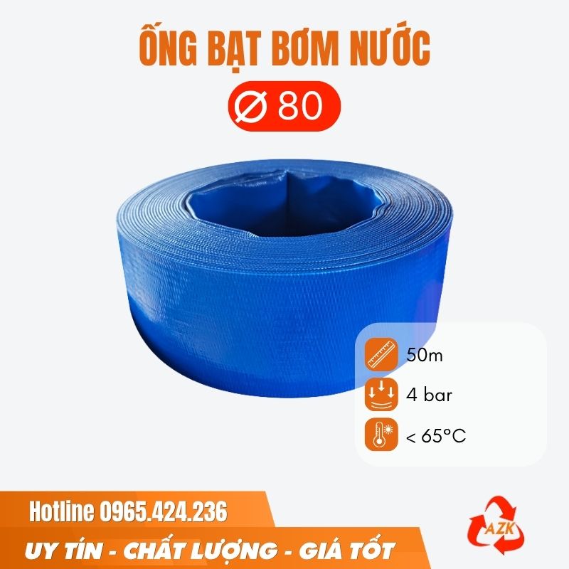 ống bạt bơm nước phi 80