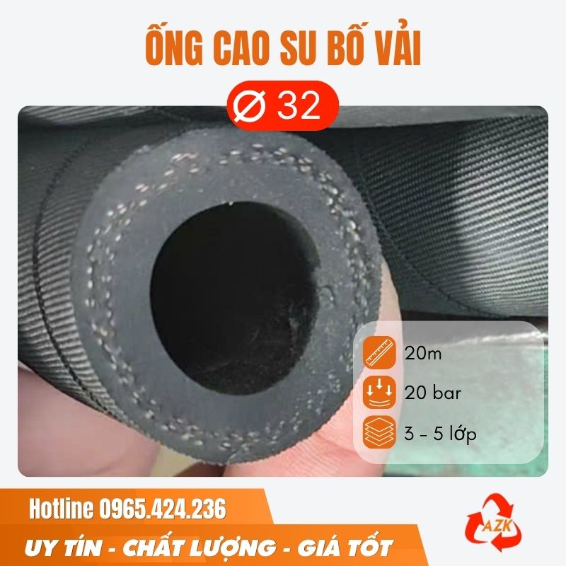 Ống cao su bố vải phi 32