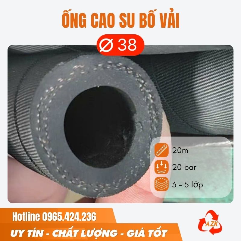 Ống cao su bố vải phi 38