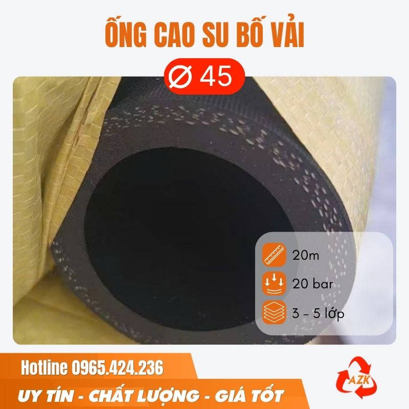 Ống cao su bố vải phi 45